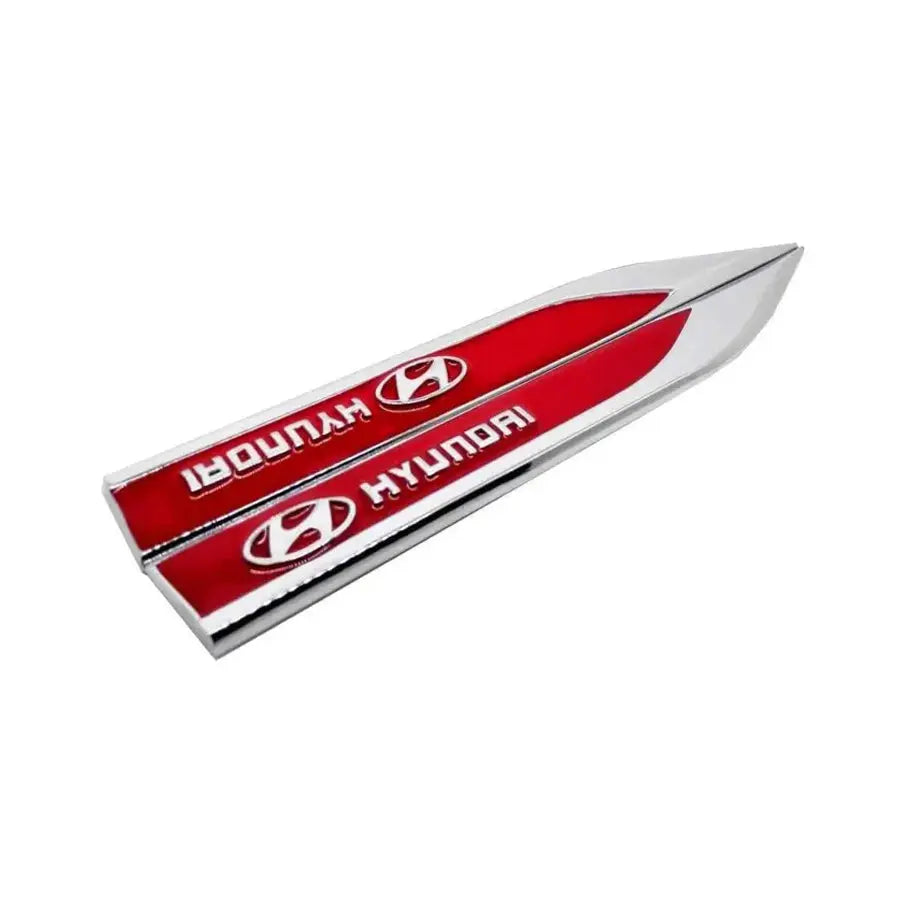 Hyundai Side Fender Badges - (Red & Chrome) Max Motorsport