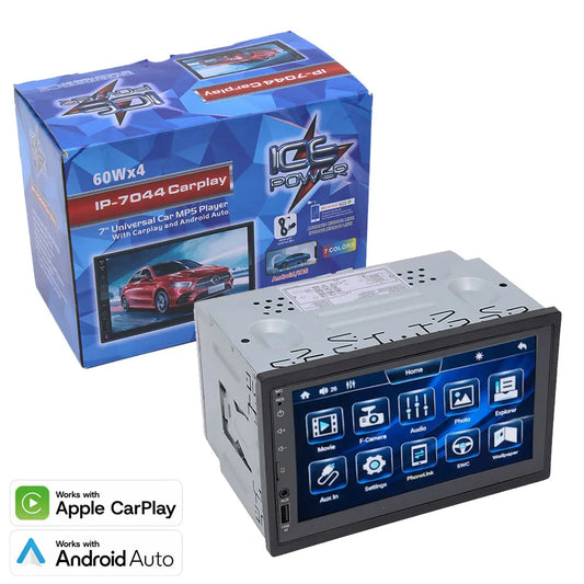 Ice Power IP-7044 Double Din Media Player With Wired Apple Carplay & Android Auto Star Sound