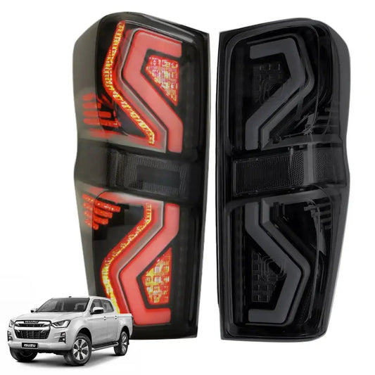 Isuzu D-Max (2021-On) Smoked Black 3D Bar Style LED Taillight Max Motorsport