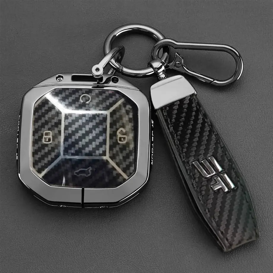 Jetour - Hard Shell Metal Key Case Cover With Carbon Look Keyring Max Motorsport