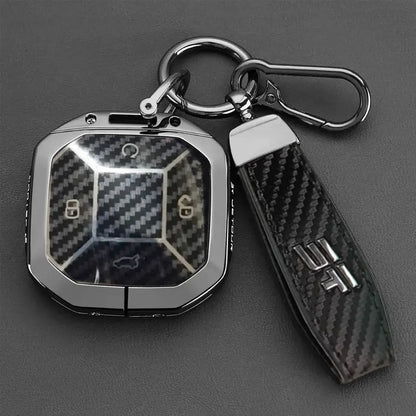 Jetour - Hard Shell Metal Key Case Cover With Carbon Look Keyring Max Motorsport