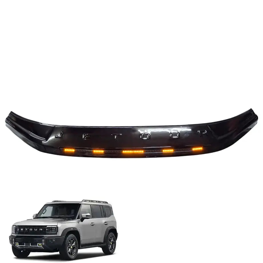Jetour T2 (25-On) Gloss Black LED Stick-On Bonnet Guard With Logo Max Motorsport