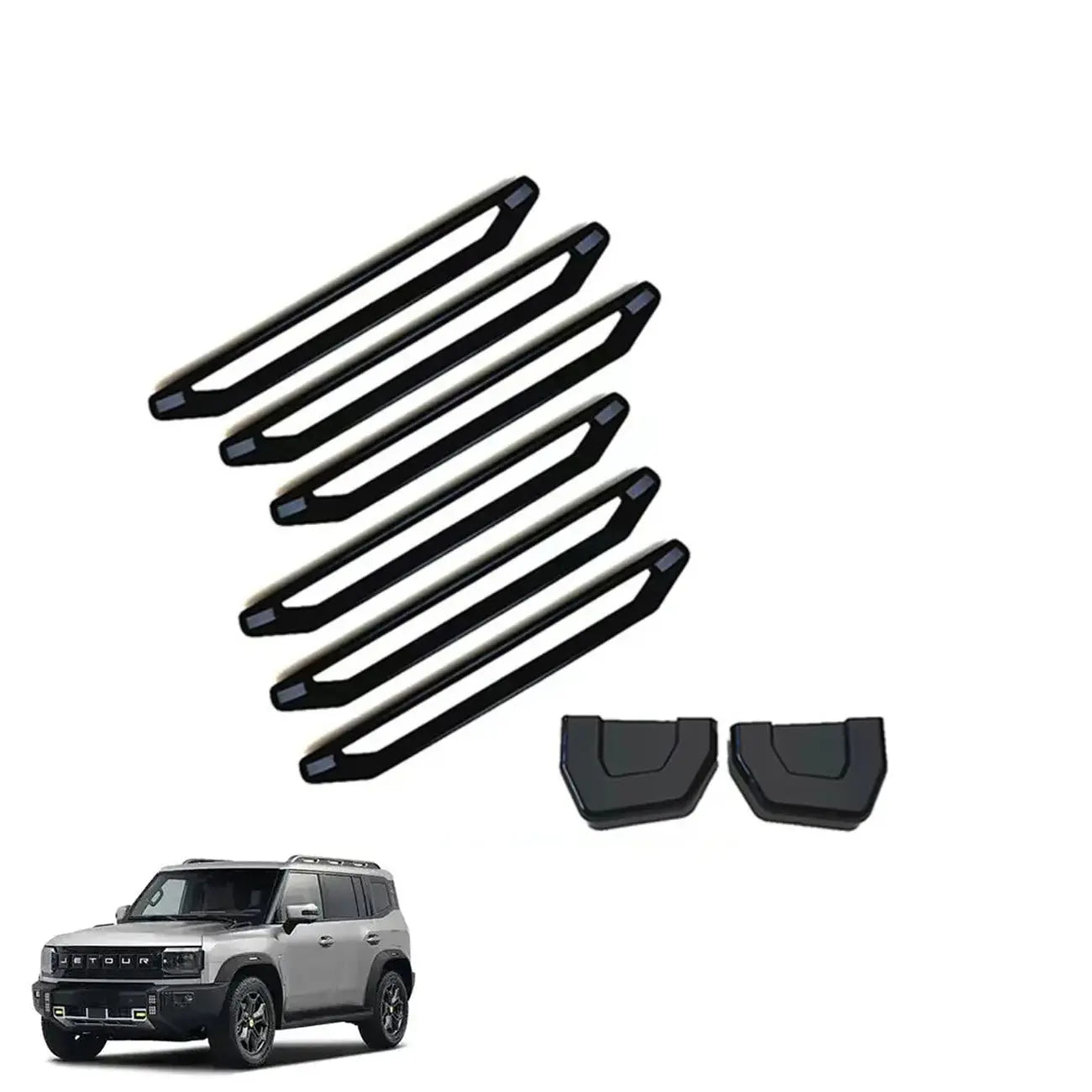 Jetour T2 (25-On) Gloss Black Roof Rack Trim & Tow Hook Cover Set Max Motorsport
