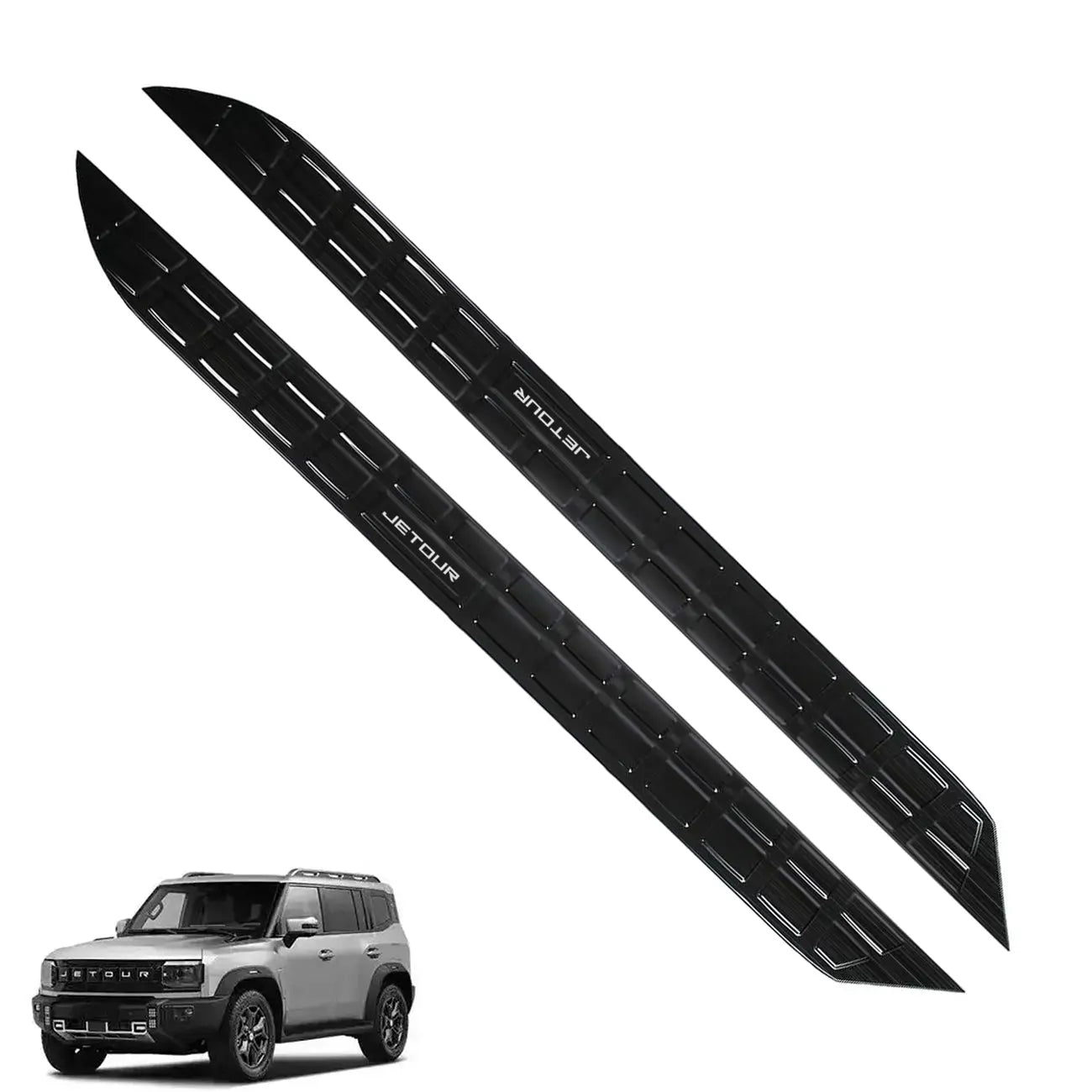Jetour T2 (25-On) Gloss Black Stick-On Aluminium Side Step Covers Max Motorsport