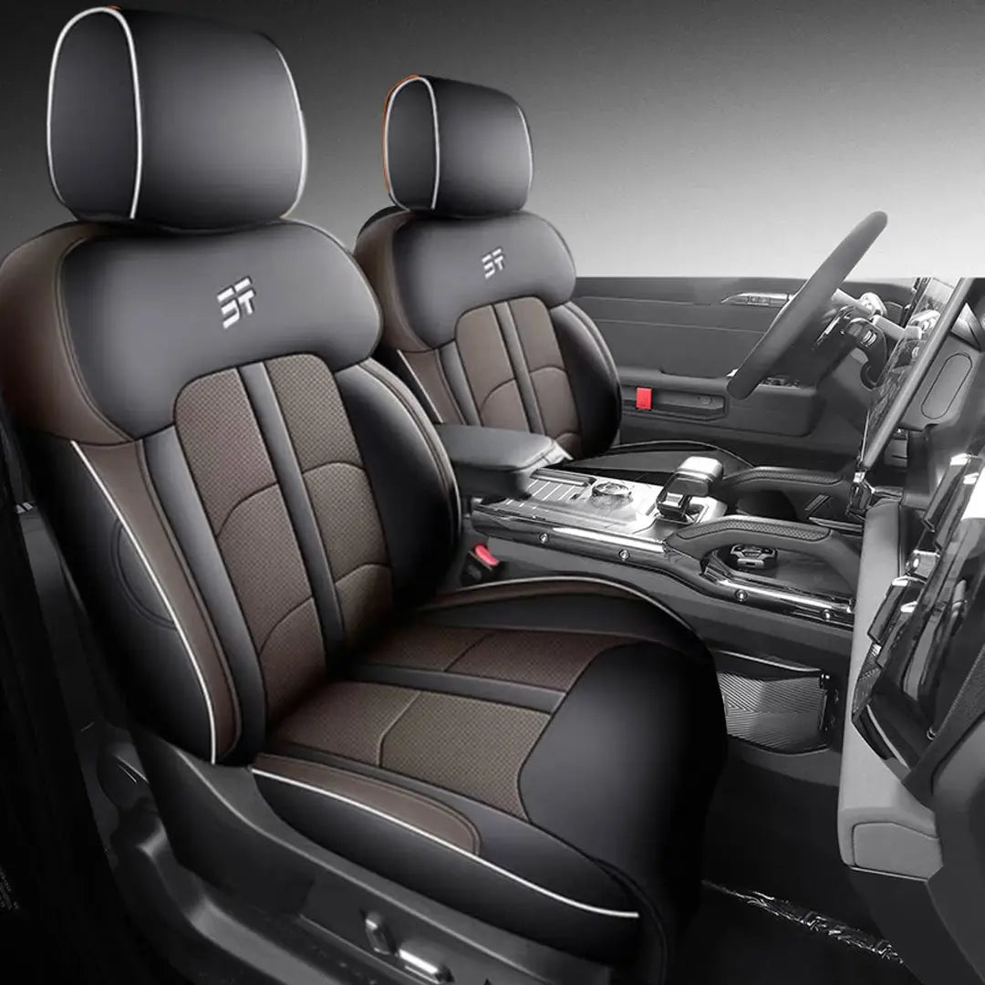 Jetour T2 (25-On) Premium Luxury Car Seat Covers - Front & Rear Full Set (Black & Brown) Max Motorsport
