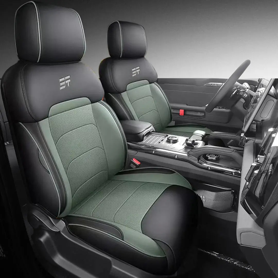 Jetour T2 (25-On) Premium Luxury Car Seat Covers - Front & Rear Full Set (Black & Green) Max Motorsport