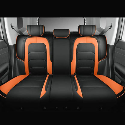 Jetour T2 (25-On) Premium Luxury Car Seat Covers - Front & Rear Full Set (Black & Orange) Max Motorsport