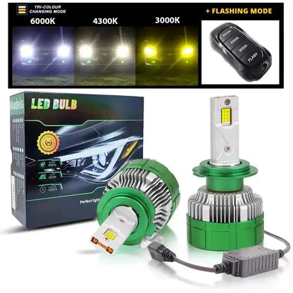 K14 3-Colour LED Canbus Bulbs With Strobe Function & Wireless Remote - H11 Max Motorsport