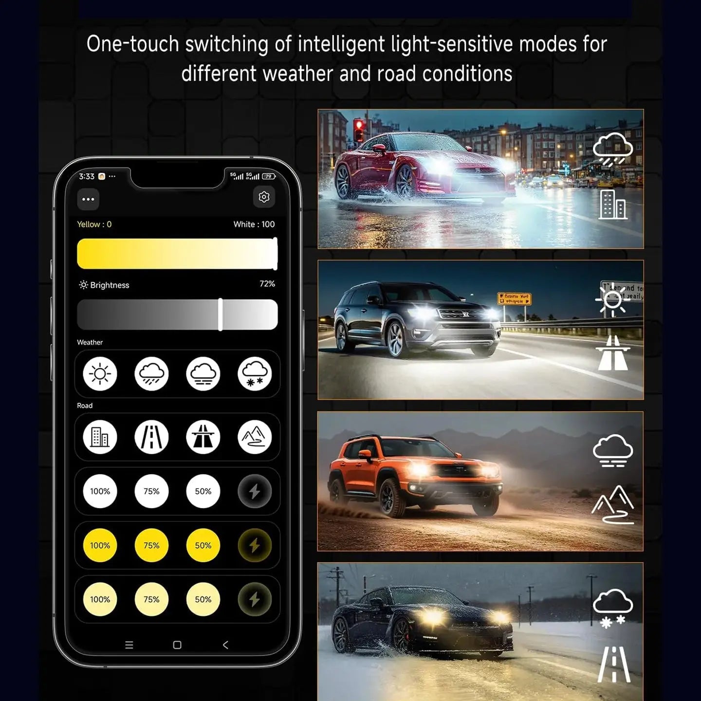 K28 App Controlled 3-Colour LED Canbus Bulb Kit With Strobe Light Function - H11 Max Motorsport