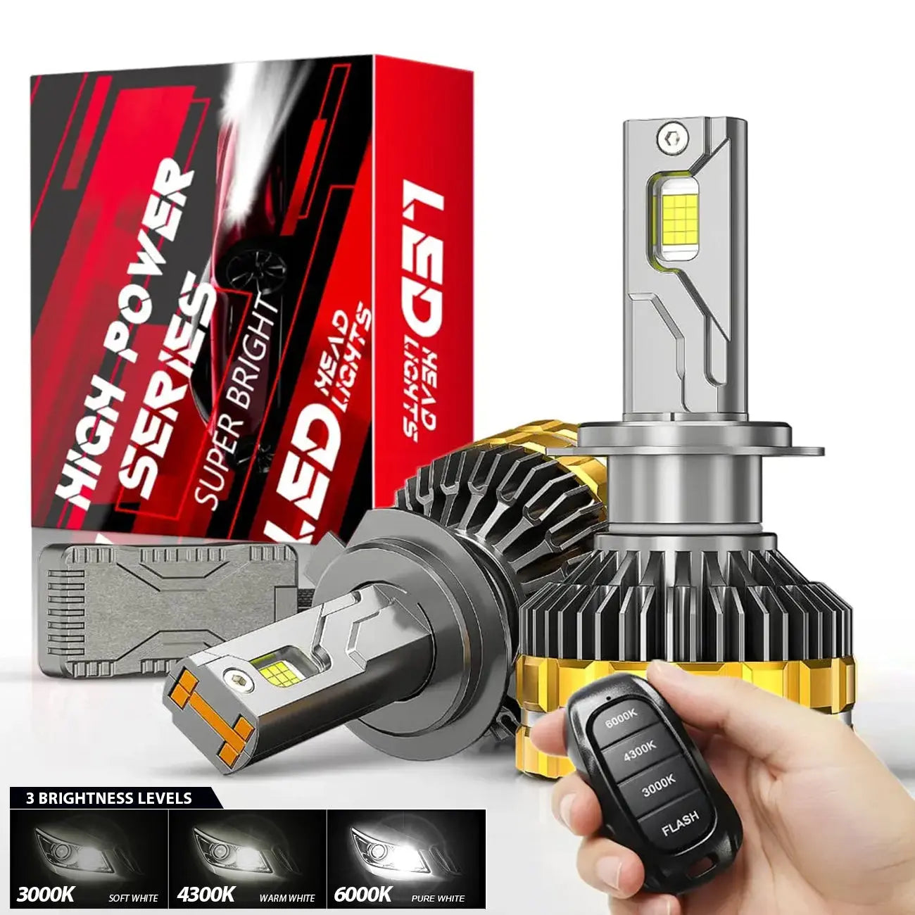 K300 LED Canbus Bulbs With Strobe Function & Wireless Remote - H7 Max Motorsport