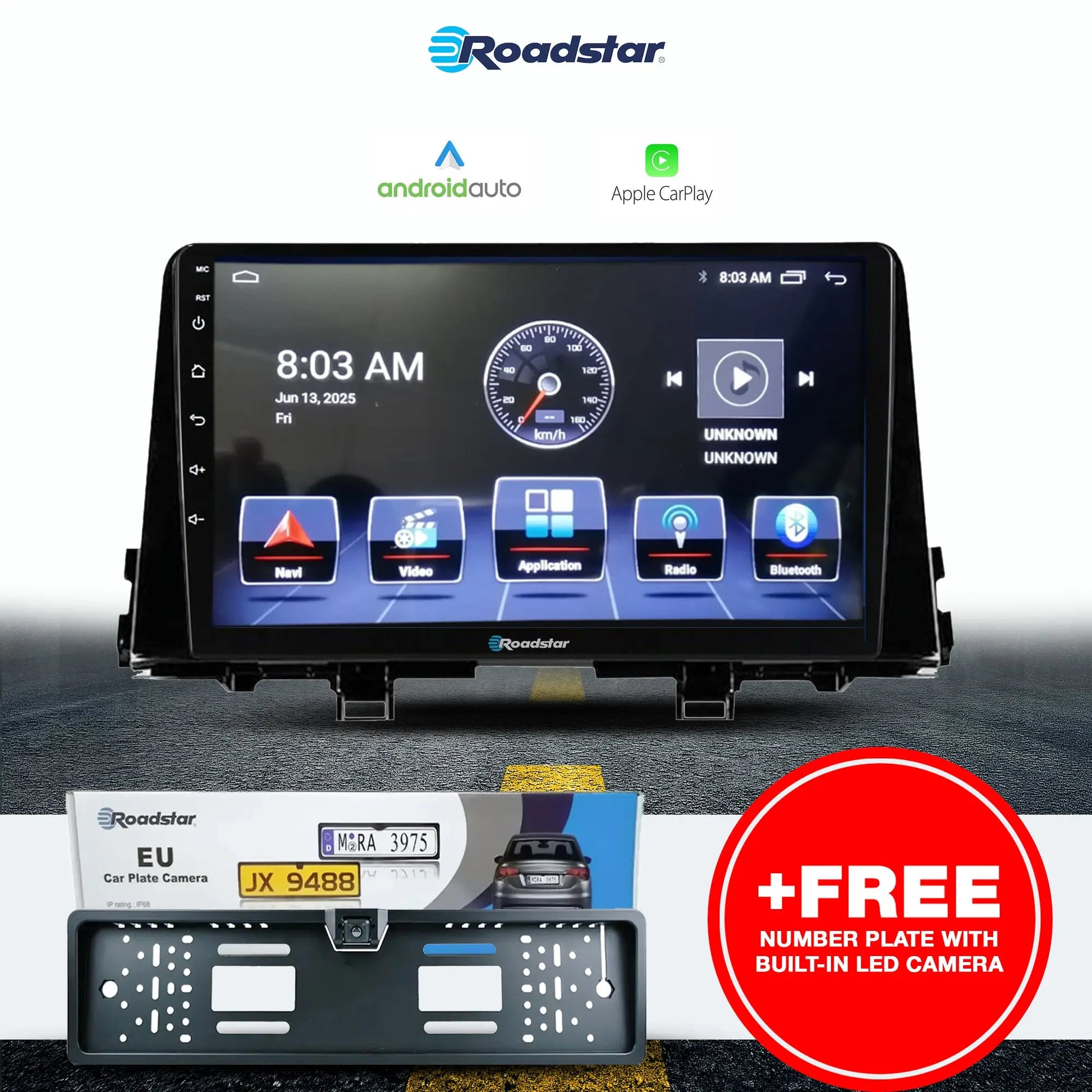 Kia Picanto (16-21) - 9 Inch Roadstar Android Multimedia Unit + FREE Number Plate Camera (Copy) Roadstar