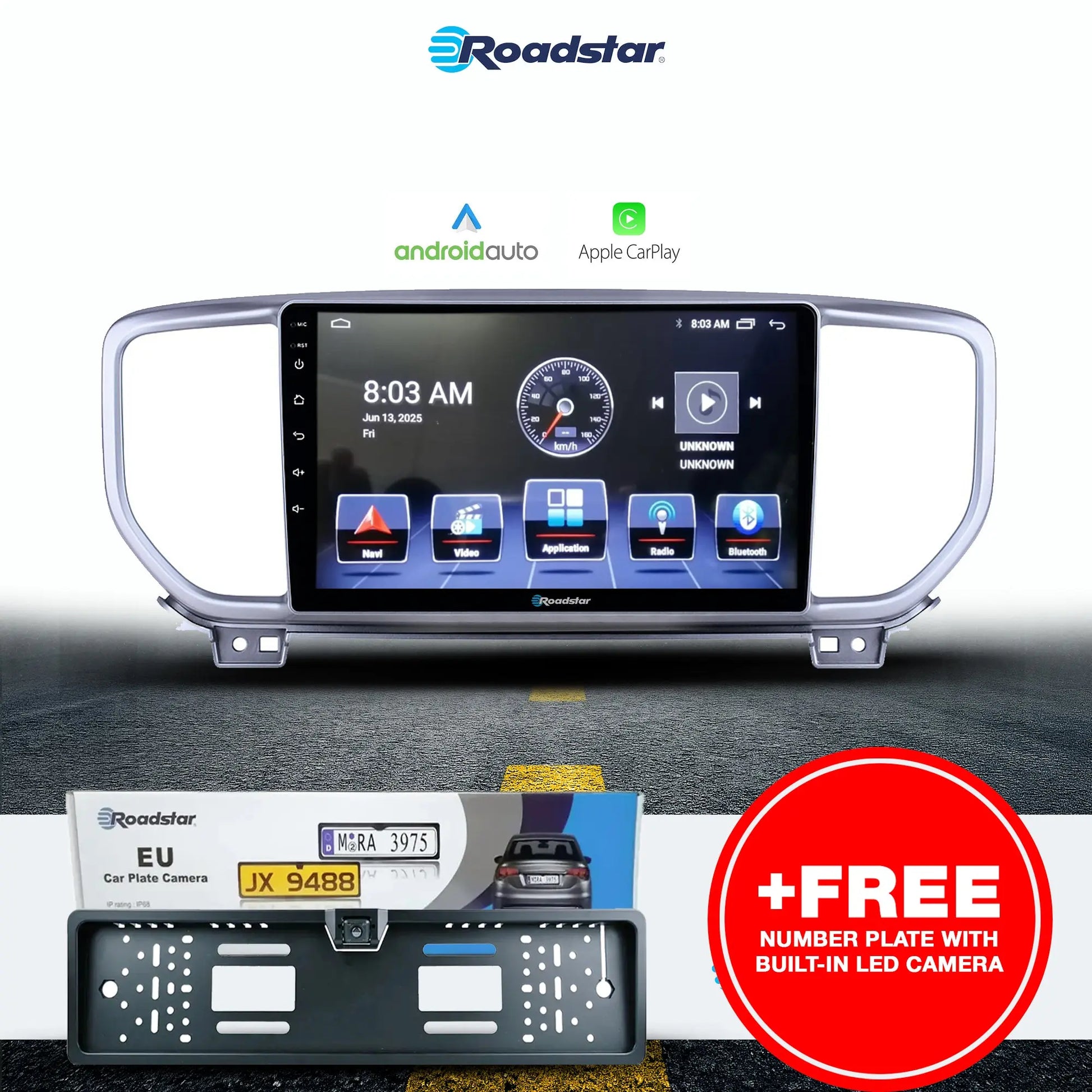 Kia Sportage (18-21) - 9 Inch Roadstar Android Multimedia Unit + FREE Number Plate Camera (Copy) Roadstar