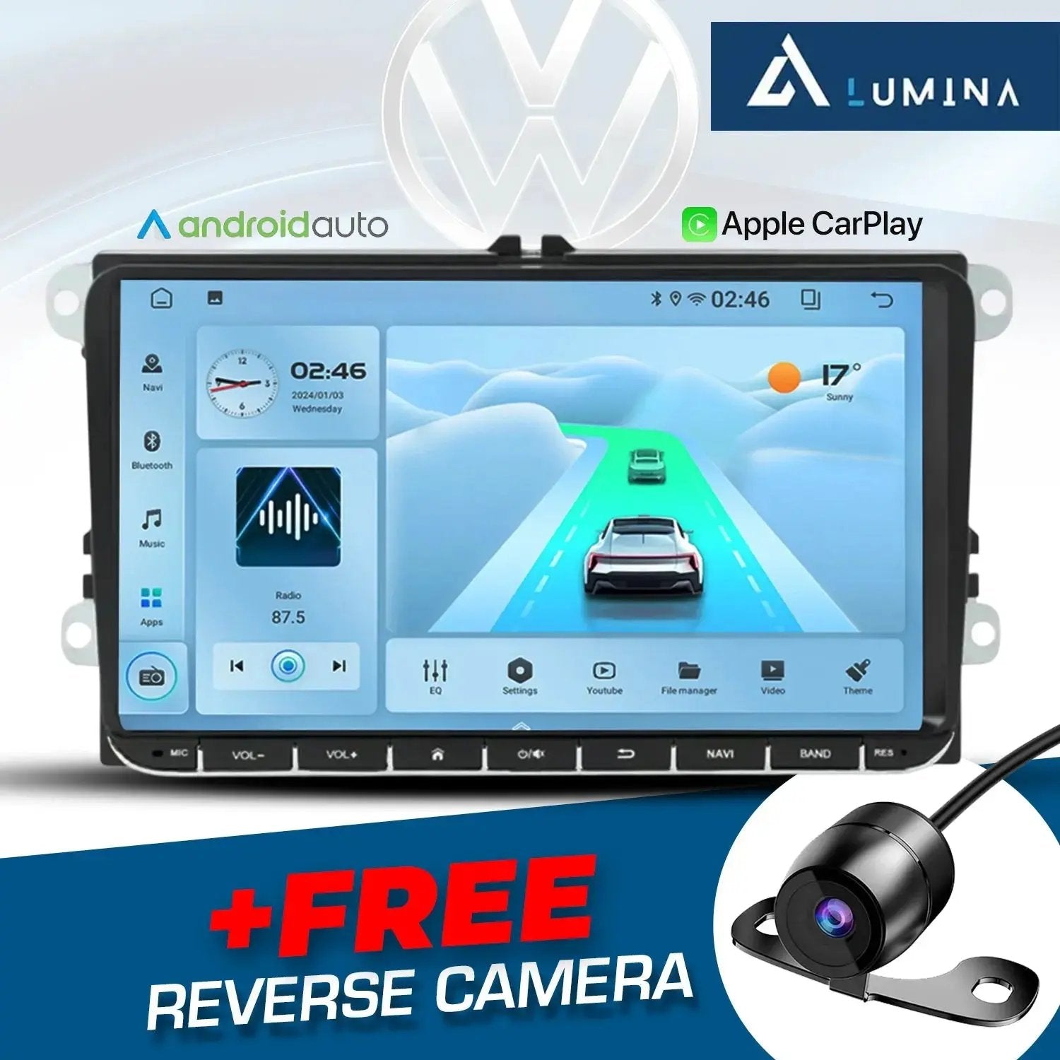 Lumina - 9 Inch VW Android Unit With Apple Car Play & Android Auto + FREE Reverse Camera LUMINA AUDIO
