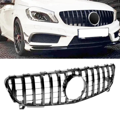 Merc W176 GTR Panamericana Style Gloss Black Upgrade Grille (16-18) maxmotorsports