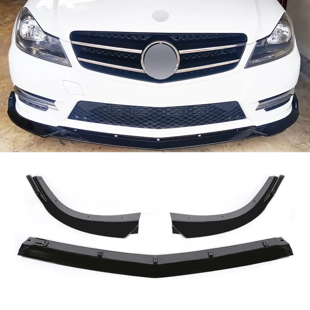 Merc W204 (11-14) Gloss Black Plastic Front Spoiler Max Motorsport