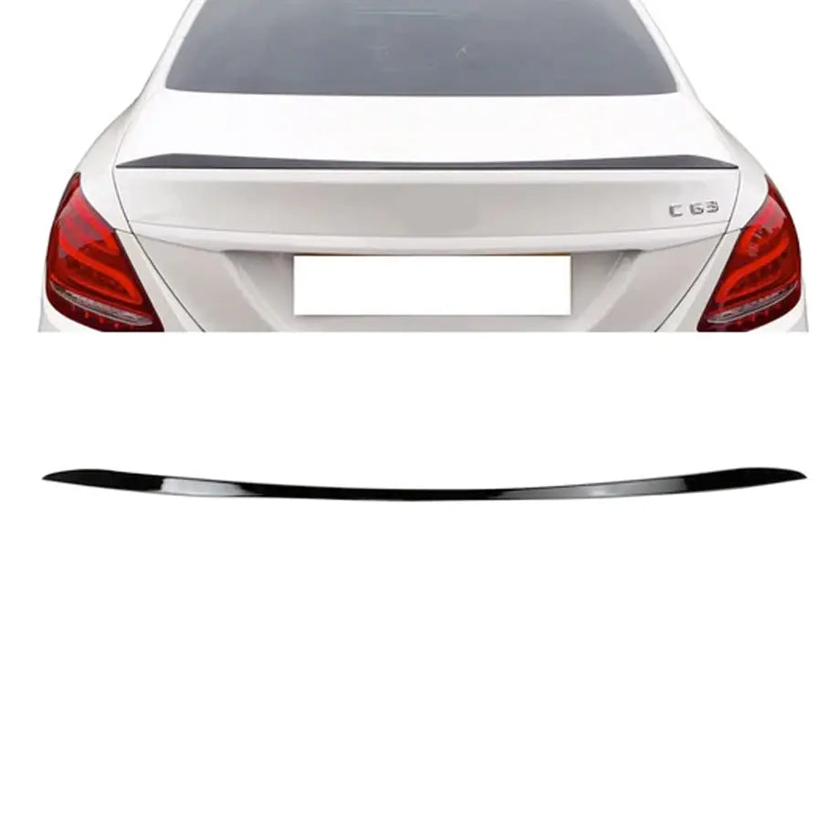 Merc W205 C63 Style Gloss Black Plastic Boot Spoiler (4-Door) maxmotorsports