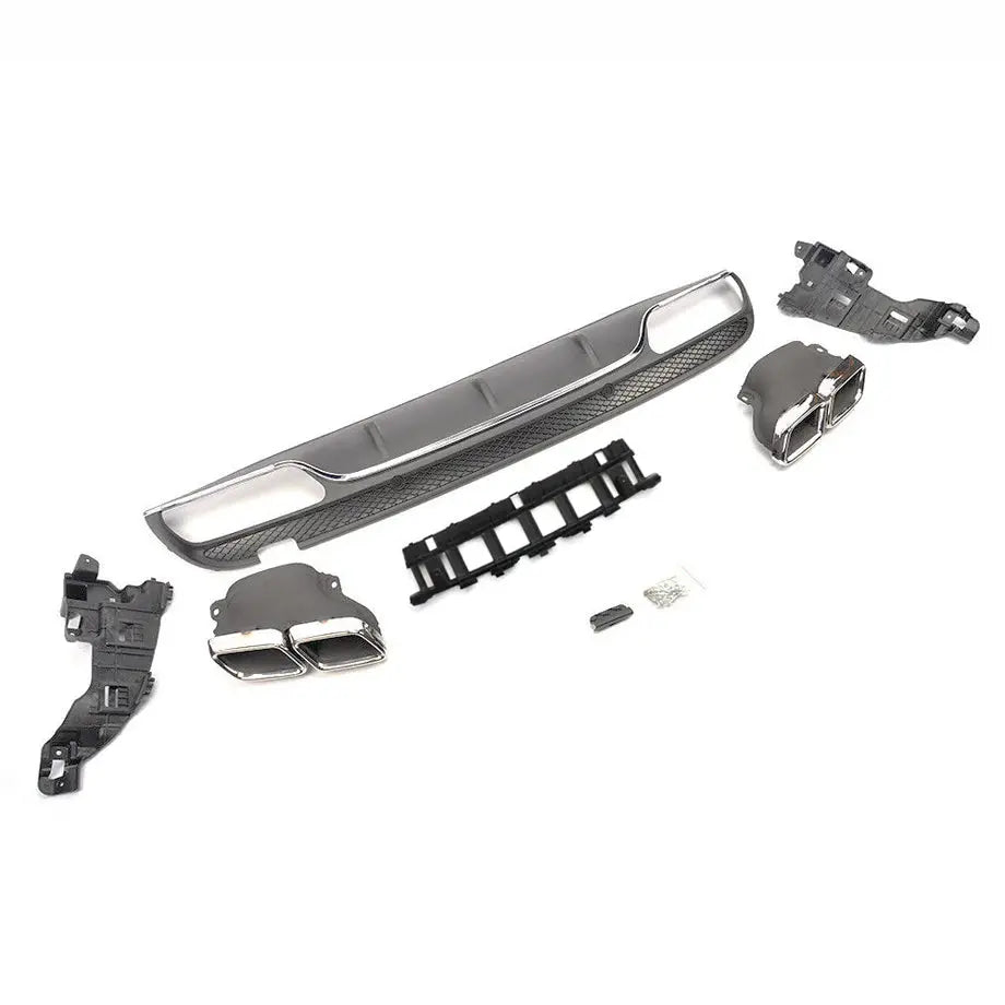 Merc W205 C63 Style Upgrade Diffuser With Tailpipes (15-19) maxmotorsports