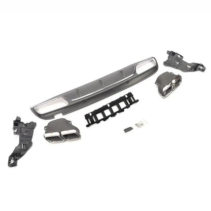Merc W205 C63 Style Upgrade Diffuser With Tailpipes (15-19) maxmotorsports