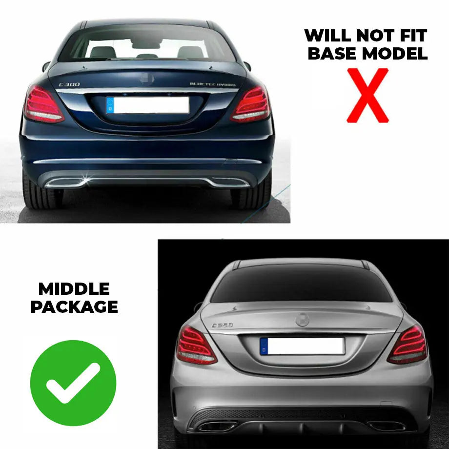 Merc W205 (15-19) C63 Style Upgrade Diffuser With Tailpipes Max Motorsport