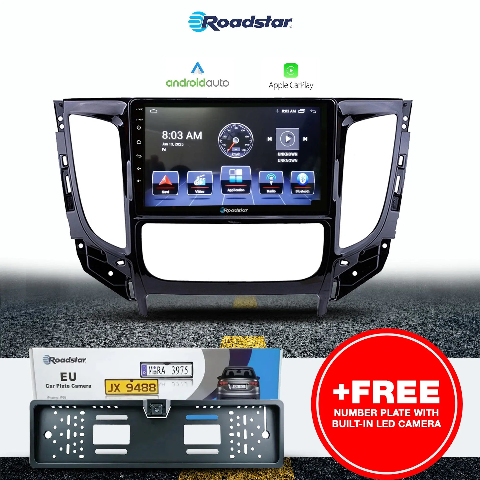 Mitsubishi Triton (15-21) - 9 Inch Roadstar Android Multimedia Unit + FREE Number Plate Camera (Copy) Roadstar