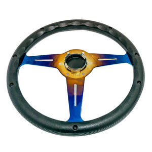 Neo Chrome With Carbon Look Handle Racing Style Steering Wheel (350mm) Max Motorsport