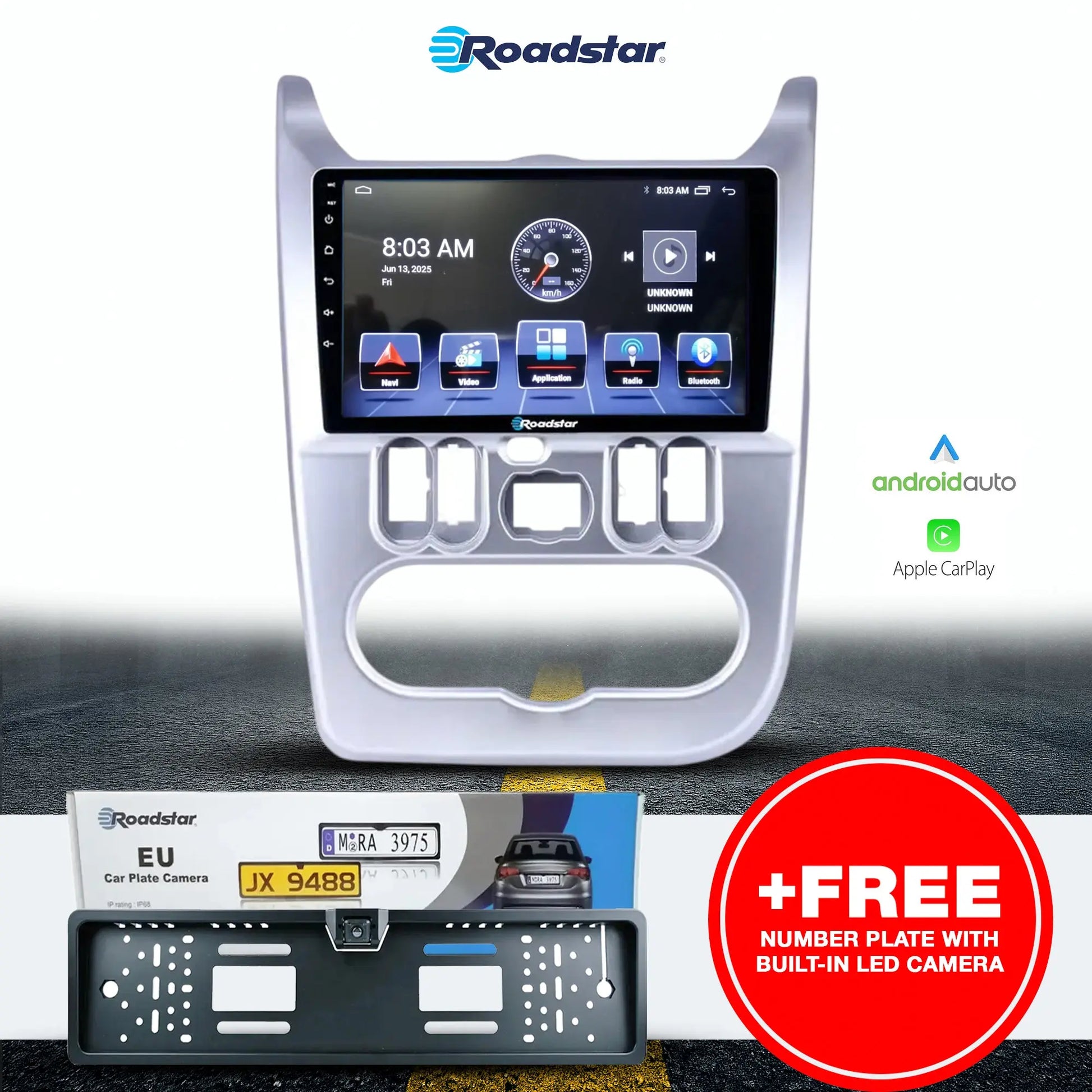 Nissan NP200 (09-On) - 9 Inch Roadstar Android Multimedia Unit + FREE Number Plate Camera Roadstar