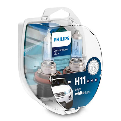 Philips H11 Crystal Vision Ultra 55W Bulb Set + FREE Park Light Philips