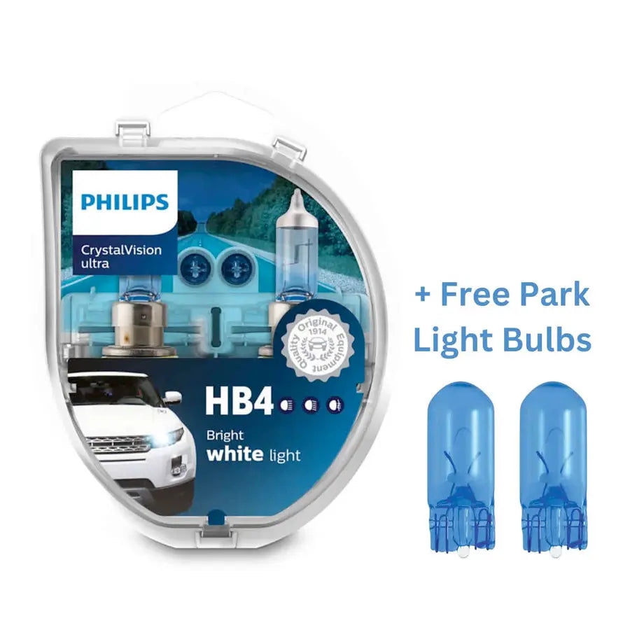 Philips HB4 Crystal Vision Ultra 55W Bulb Set + FREE Park Light Philips