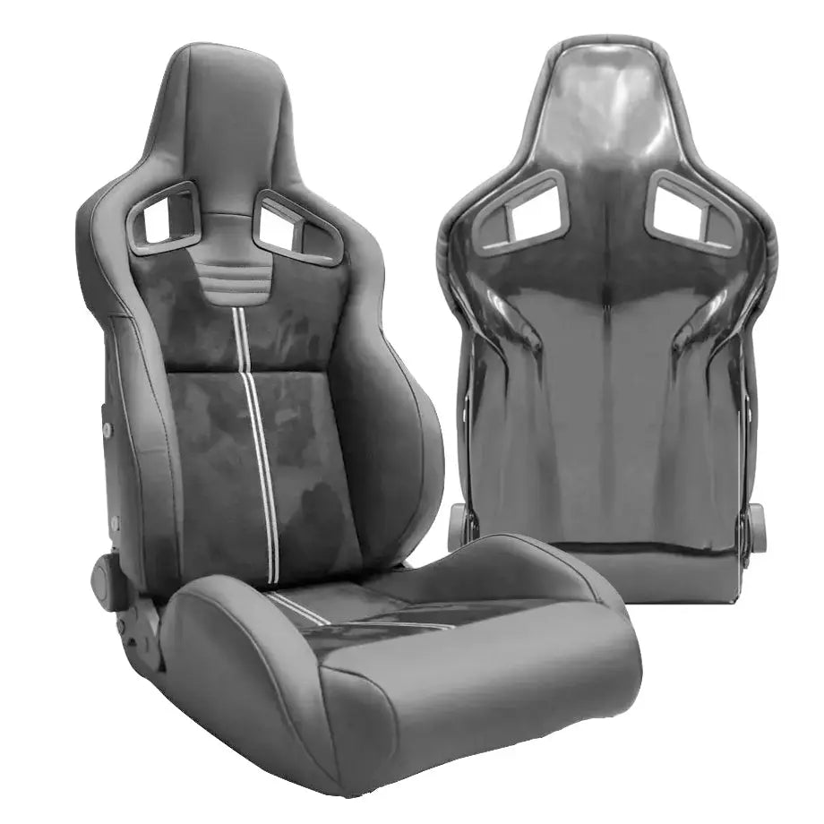 Premium Quality Reclinable Wingback Race Seats PVC + Suede (Each) Max Motorsport