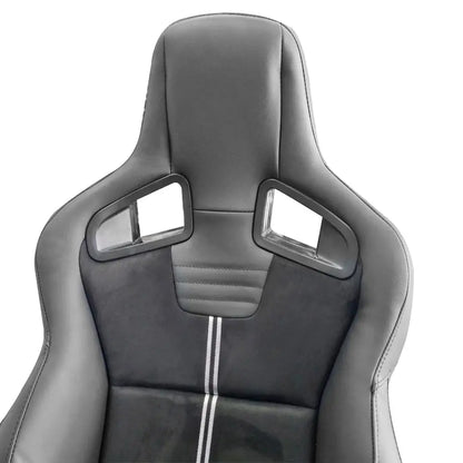 Premium Quality Reclinable Wingback Race Seats PVC + Suede (Each) Max Motorsport