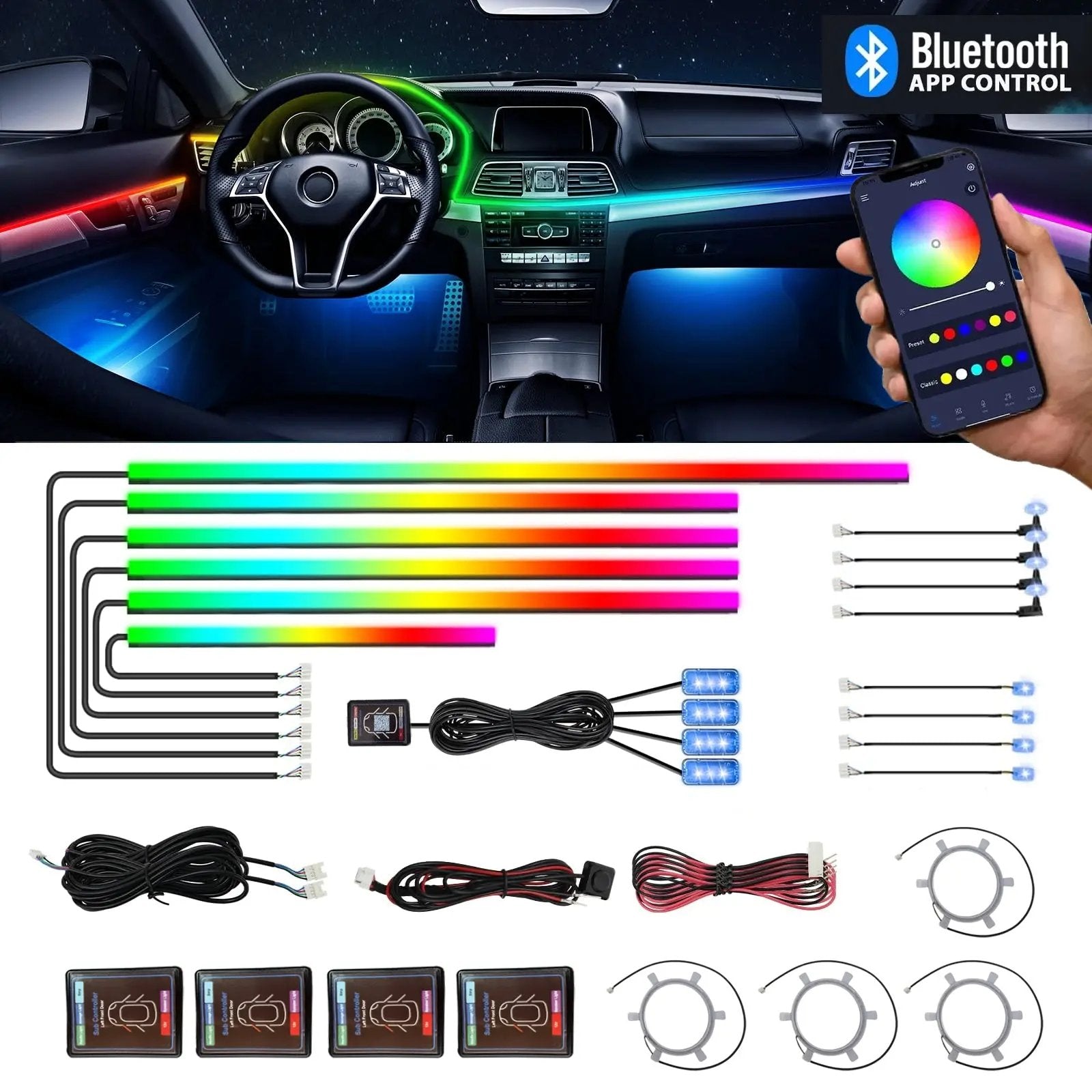 ProGlow Car Interior RGB Ambient Lighting Kit - App Controlled Max Motorsport