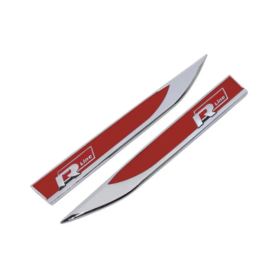 R-Line - Side Fender Badges (Red & Chrome) Max Motorsport