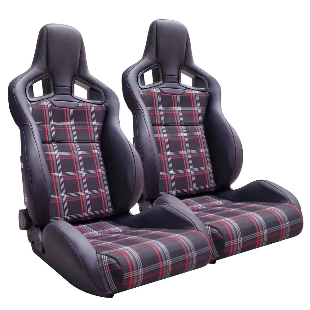 Premium Quality Wingback GTI Style Tartan Race Seats - Fibreglass Re-I ...