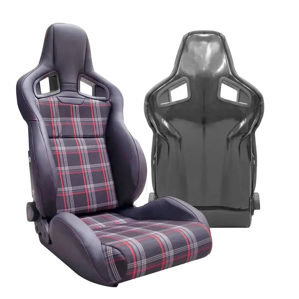Premium Quality Wingback GTI Style Tartan Race Seats - Fibreglass Re-I ...