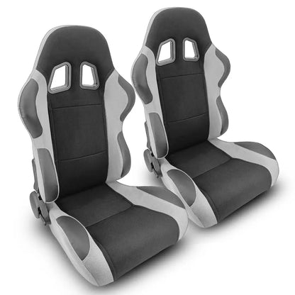 Reclinable Racing Seats PVC + Cloth (Pair) Max Motorsport