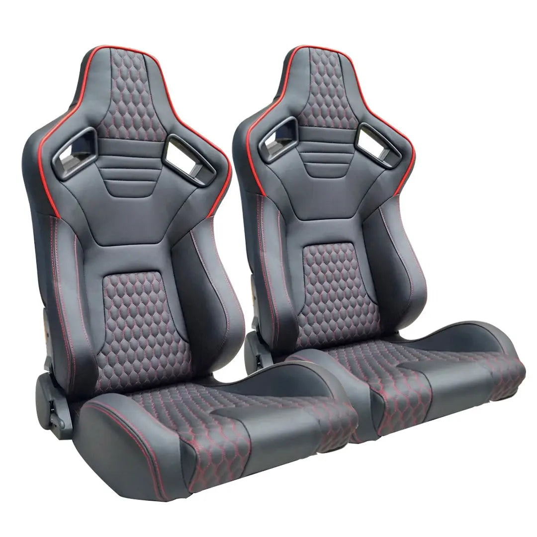 Reclinable Racing Seats PVC (Pair) Max Motorsport