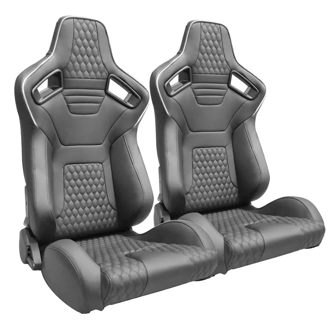 Reclinable Racing Seats PVC (Pair) Max Motorsport