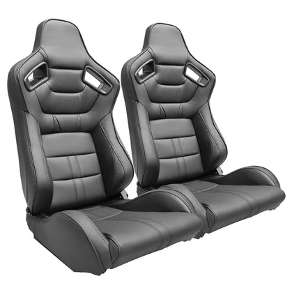 Reclinable Racing Seats PVC (Pair) Max Motorsport