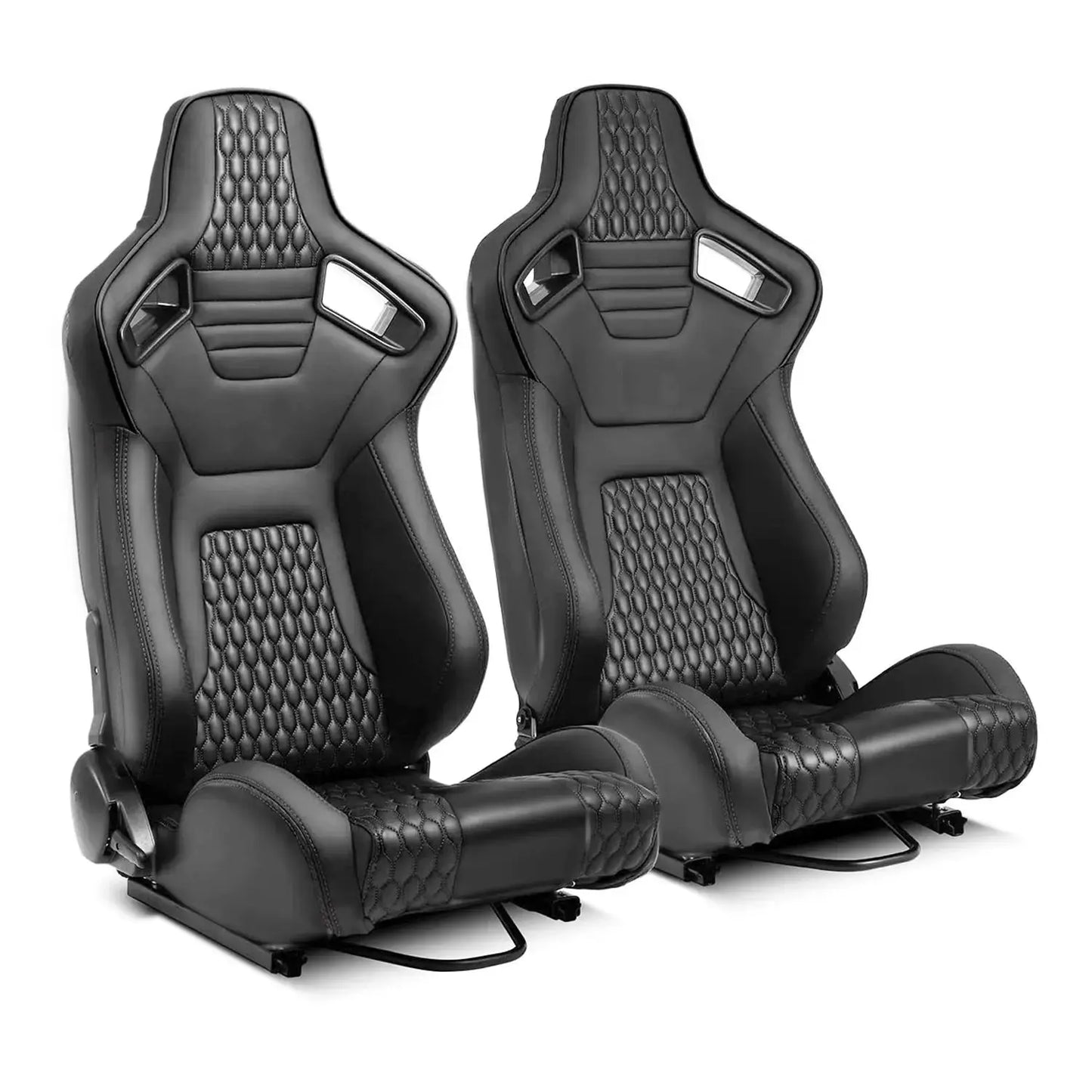 Reclinable Wingback Racing Seats PVC + Suede (Pair) Max Motorsport