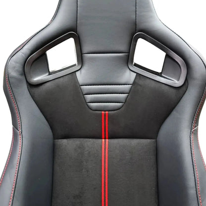 Reclinable Wingback Racing Seats PVC + Suede (Pair) Max Motorsport