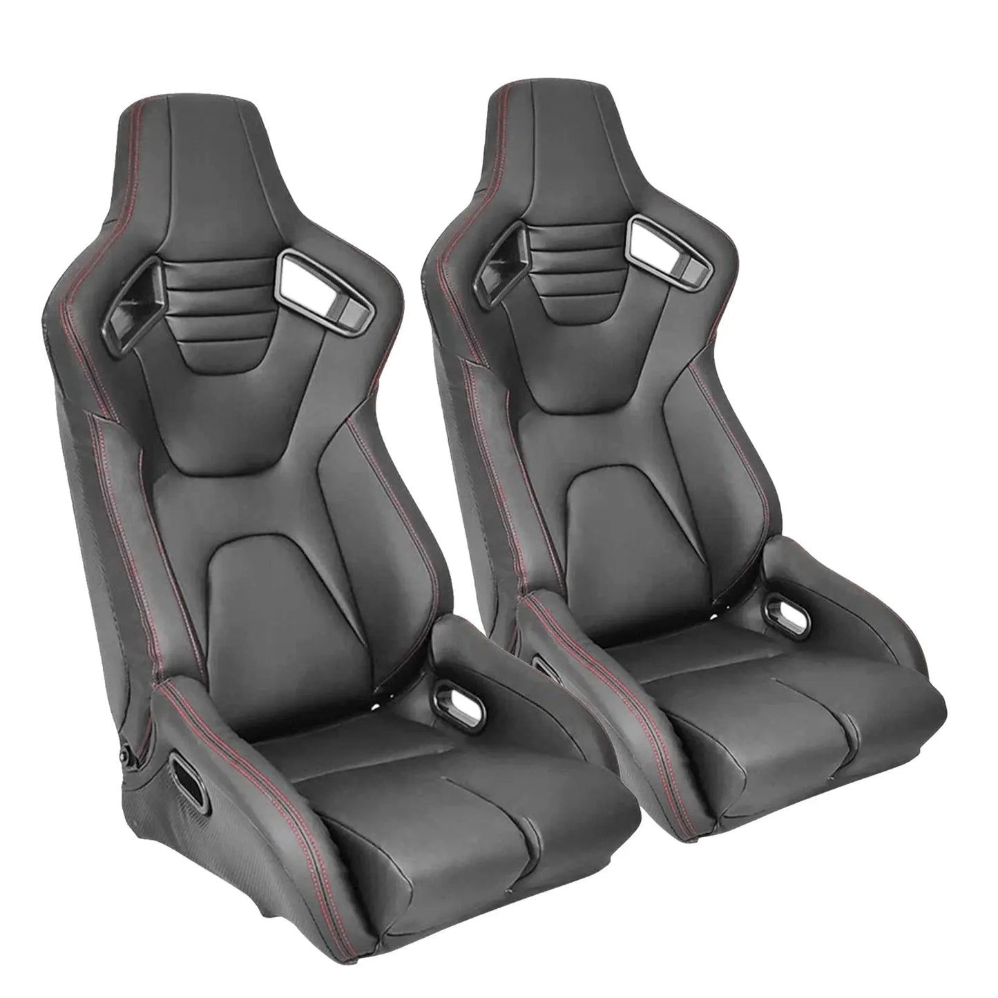 Reclinable Wingback Racing Seats PVC + Suede (Pair) Max Motorsport