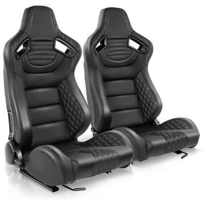 Reclinable Wingback Racing Seats PVC (Pair) Max Motorsport