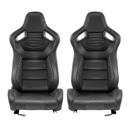 Reclinable Wingback Racing Seats PVC (Pair) Max Motorsport