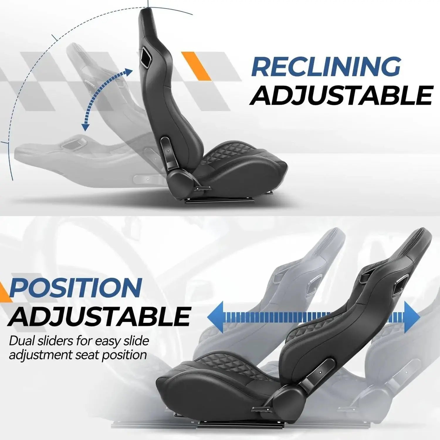 Reclinable Wingback Racing Seats PVC (Pair) Max Motorsport