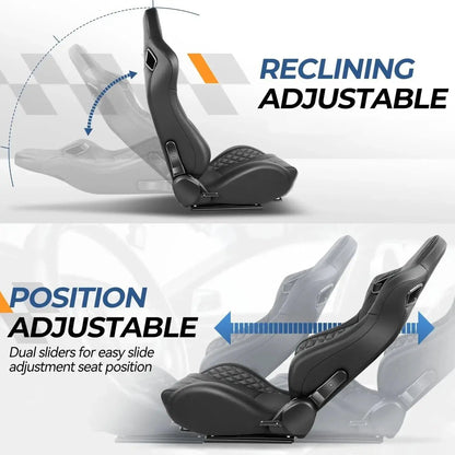 Reclinable Wingback Racing Seats PVC (Pair) Max Motorsport