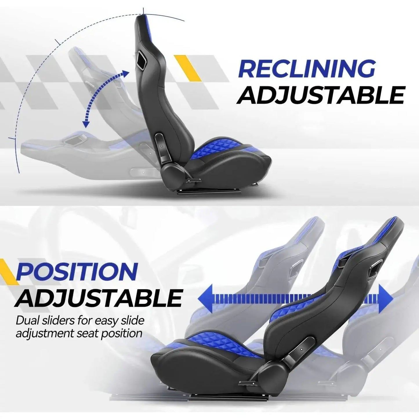 Reclinable Wingback Racing Seats PVC (Pair) Max Motorsport