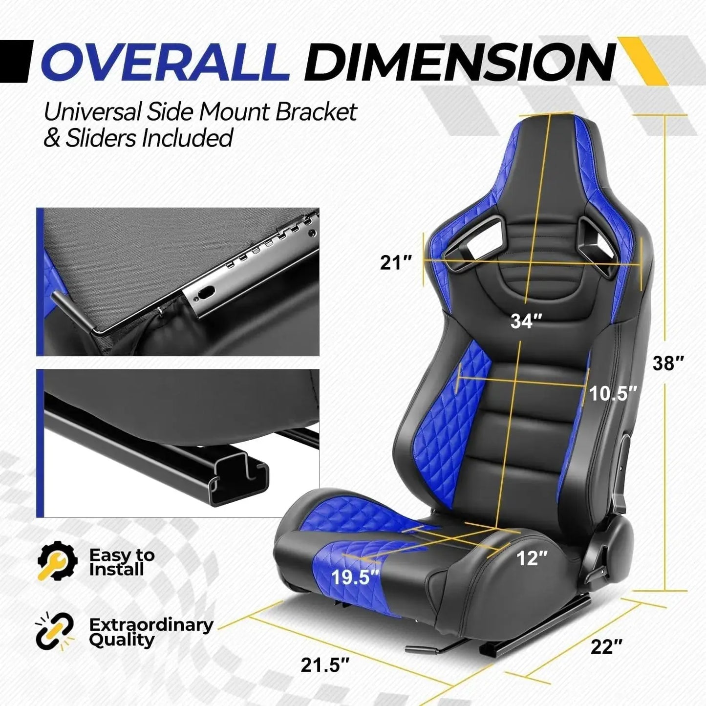 Reclinable Wingback Racing Seats PVC (Pair) Max Motorsport