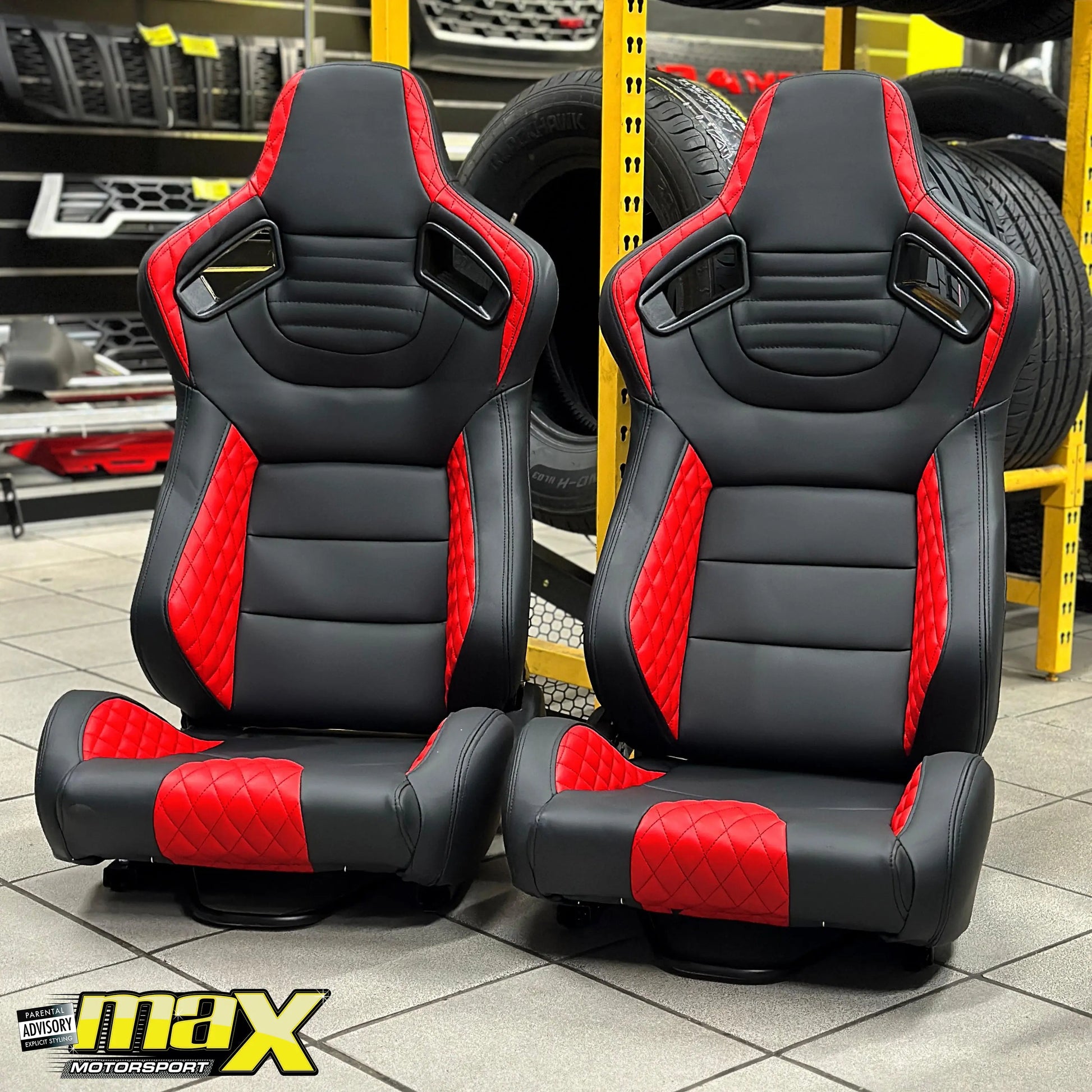 Reclinable Wingback Racing Seats PVC (Pair) Max Motorsport
