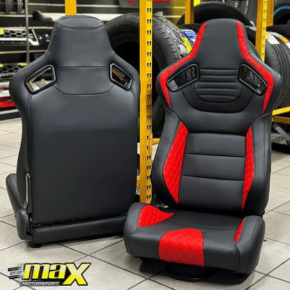 Reclinable Wingback Racing Seats PVC (Pair) Max Motorsport
