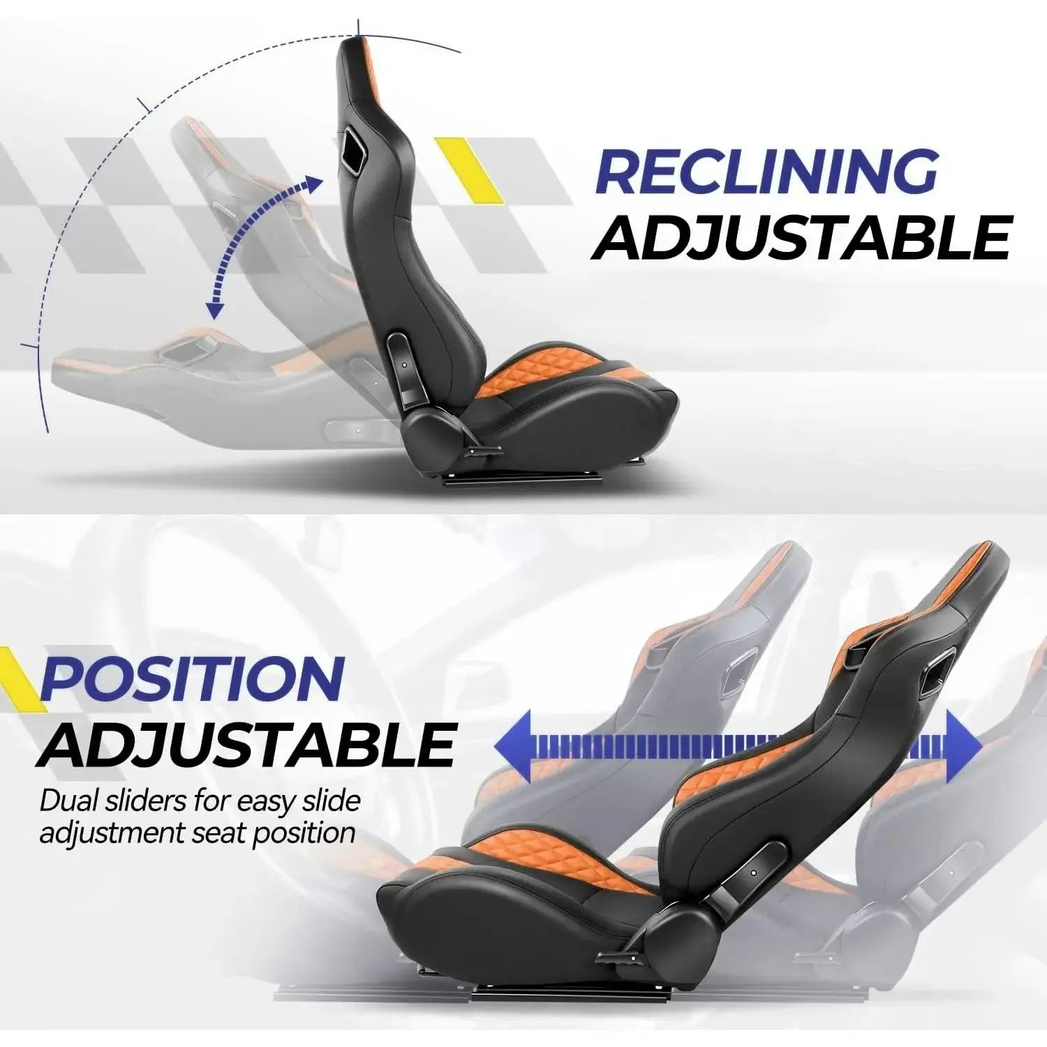 Reclinable Wingback Racing Seats PVC (Pair) Max Motorsport